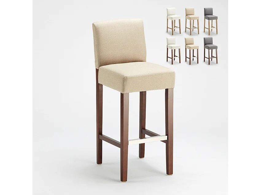 Taburete de bar Cocina de madera estilo Henriksdal alto 74 cm Comfort XL - Beige