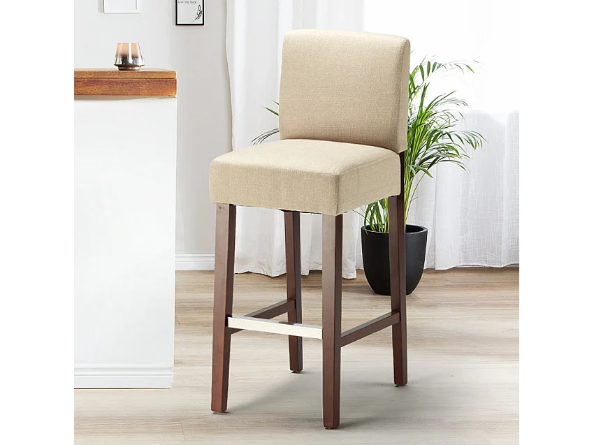 Taburete de bar Cocina de madera estilo Henriksdal alto 74 cm Comfort XL - Beige