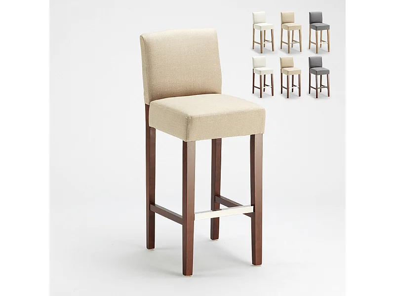 Taburete de bar Cocina de madera estilo Henriksdal alto 74 cm Comfort XL - Beige