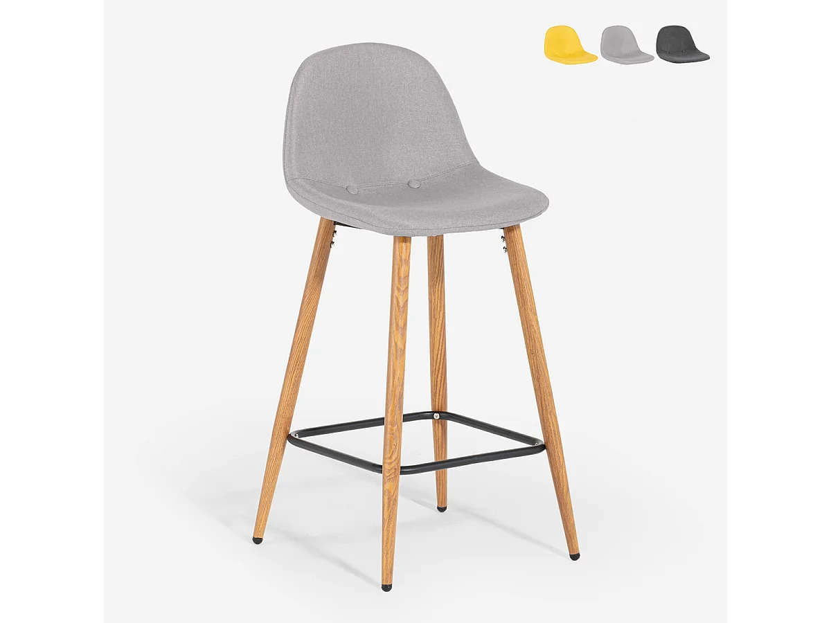 Nordischer Barhocker aus Stoff mit Rückenlehne Shona für Küche - Hellgrau