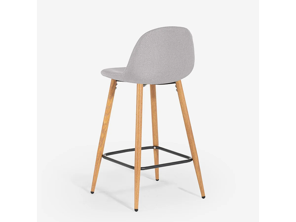 Nordischer Barhocker aus Stoff mit Rückenlehne Shona für Küche - Hellgrau