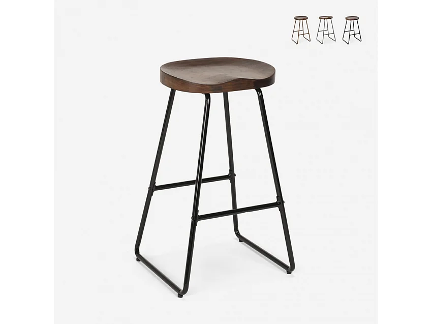 Taburete alto de diseño industrial para bares, cocinas, bares, restaurantes Carbon - Negro