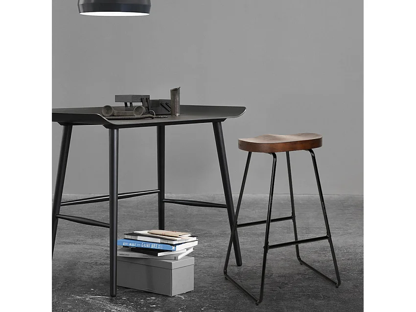 Taburete alto de diseño industrial para bares, cocinas, bares, restaurantes Carbon - Negro