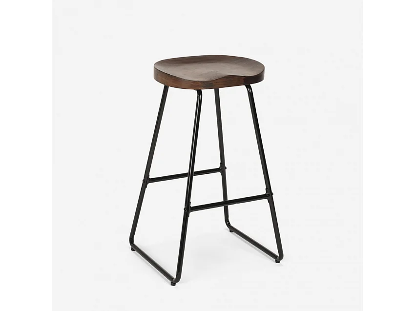 Taburete alto de diseño industrial para bares, cocinas, bares, restaurantes Carbon - Negro