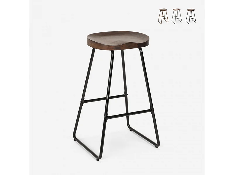 Taburete alto de diseño industrial para bares, cocinas, bares, restaurantes Carbon - Negro