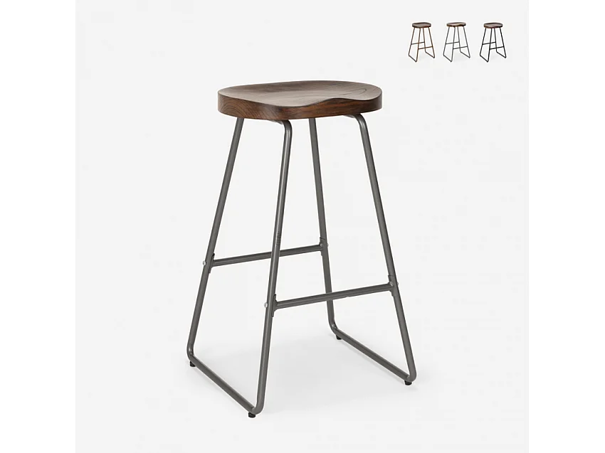 Taburete alto de diseño industrial para bares, cocinas, bares, restaurantes Carbon - Gris Oscuro