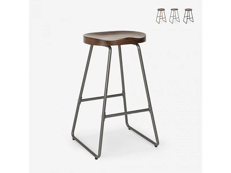 Taburete alto de diseño industrial para bares, cocinas, bares, restaurantes Carbon - Gris Oscuro