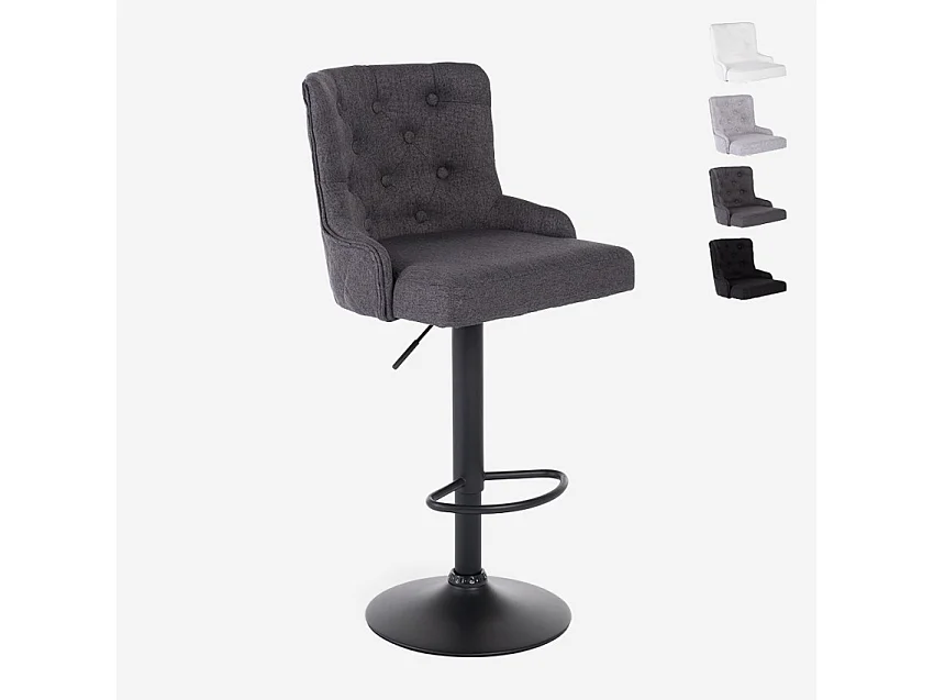 Verstellbarer Küchen- und Barhocker aus Stoff modernes Design Scranton - Dunkel Grau