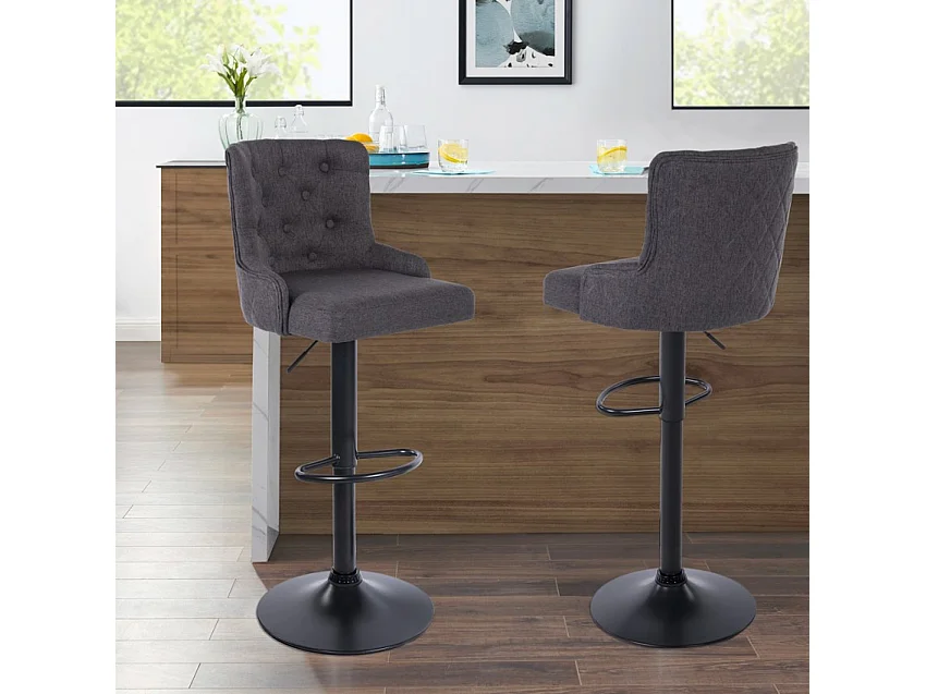 Verstellbarer Küchen- und Barhocker aus Stoff modernes Design Scranton - Dunkel Grau