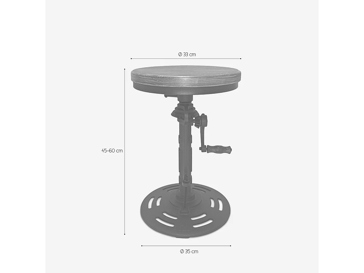 Barhocker mit Kurbel verstellbar im Vintage-Stil Zunor