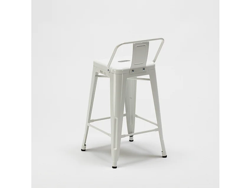 Barhocker im industrie stil aus metall mit rückenlehne Steel Top - Weiß