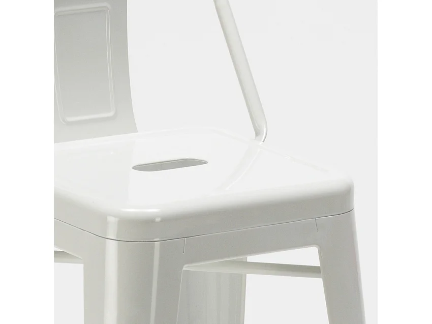 Barhocker im industrie stil aus metall mit rückenlehne Steel Top - Weiß