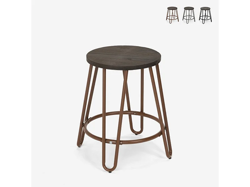Hocker Metall Holz Industrielles Design Bars Restaurants Küche Carbon One - Braun