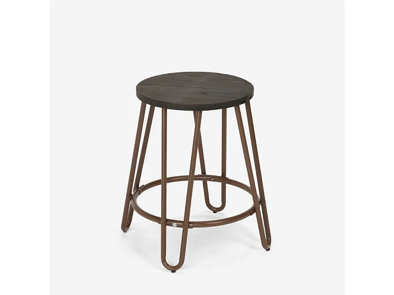Hocker Metall Holz Industrielles Design Bars Restaurants Küche Carbon One - Braun