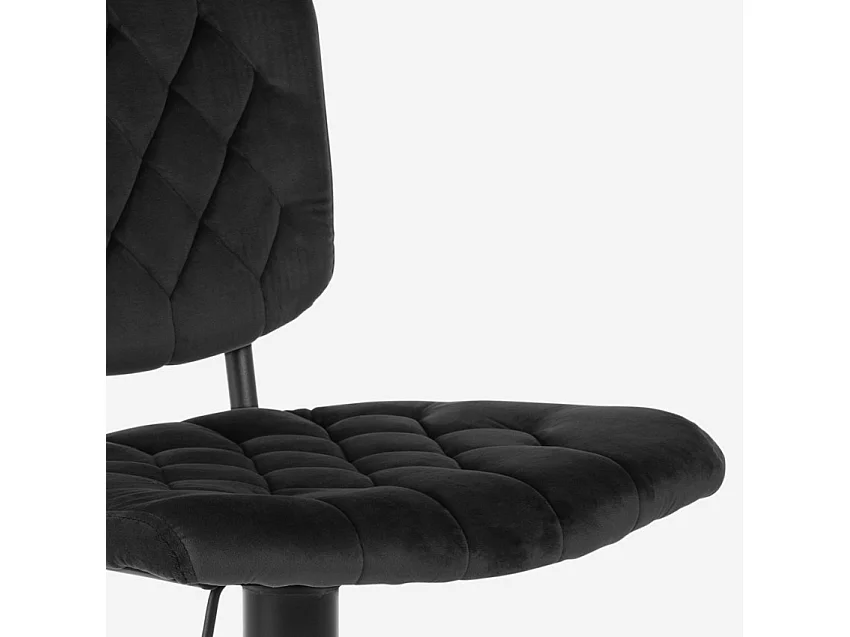 Taburete alto regulable para cocina tapizado en tejido terciopelo Toronto - Negro