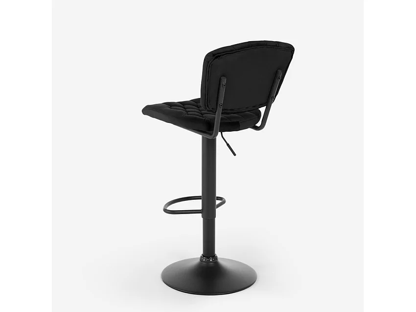 Taburete alto regulable para cocina tapizado en tejido terciopelo Toronto - Negro