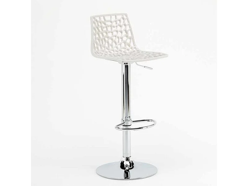 Barhocker mit Fußstütze Hoch Drehbar Höhenverstellbar für Küche Bar Grand Soleil Spider - Weiß