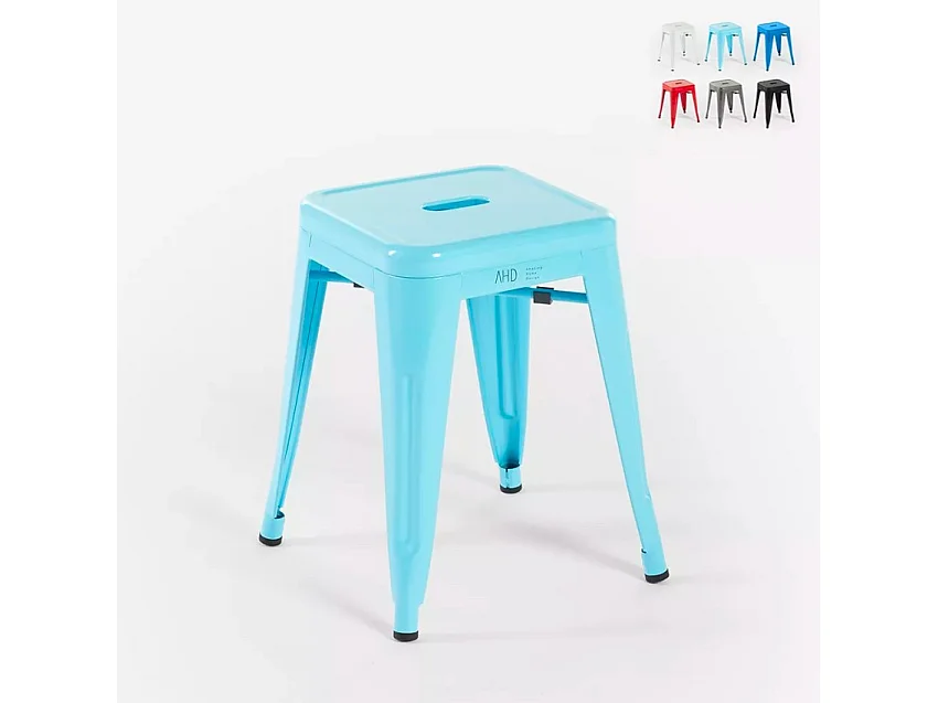 taburete de bar cocina metal estilo industrial steel rocket - Azul