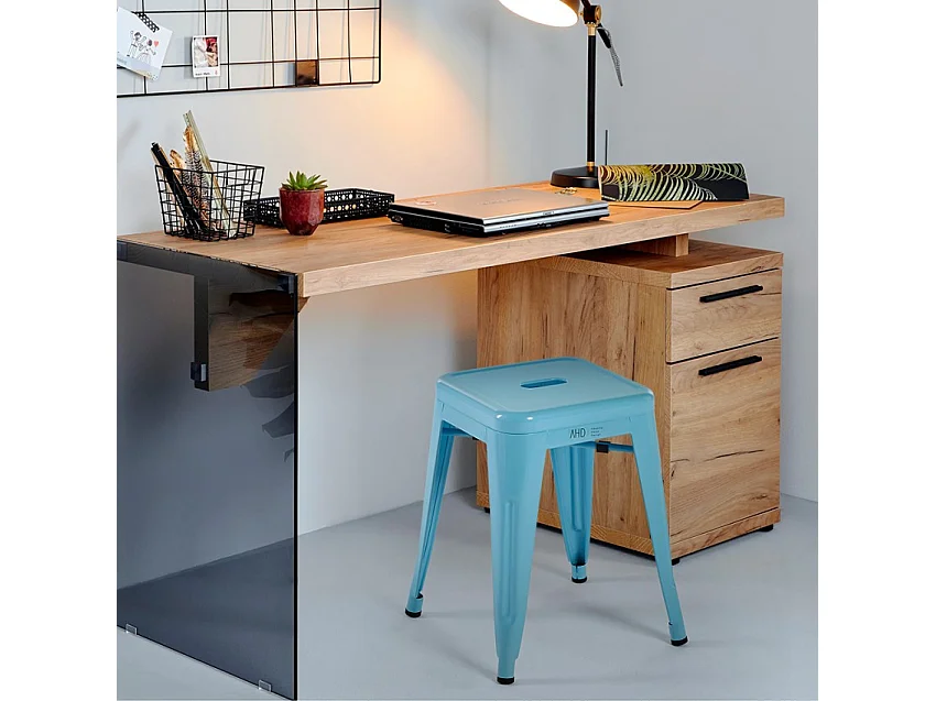 taburete de bar cocina metal estilo industrial steel rocket - Azul