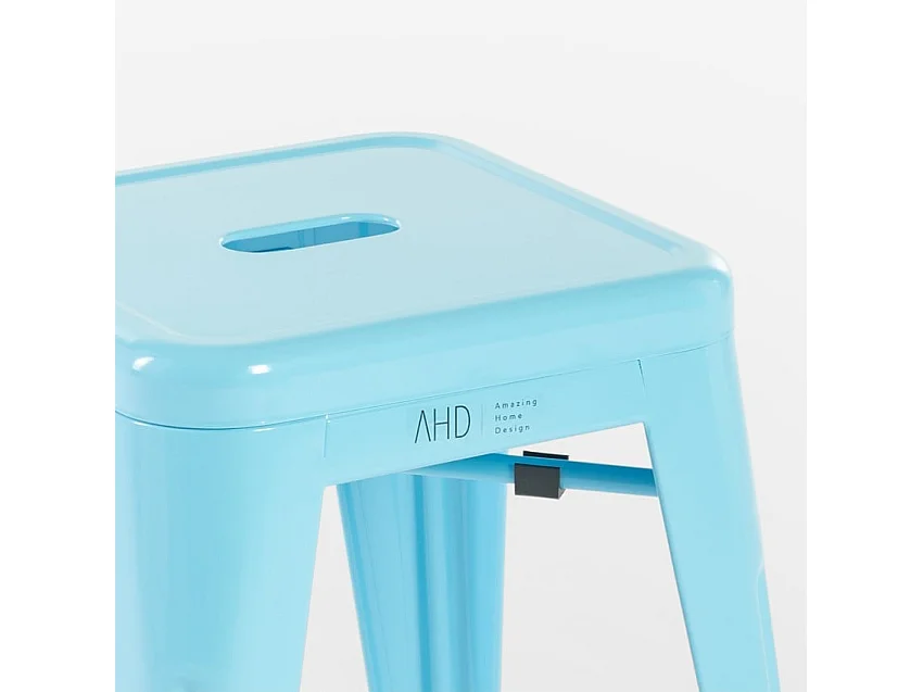 tabouret haut de bar cuisine industriel en acier métallique steel rocket. - Turquoise