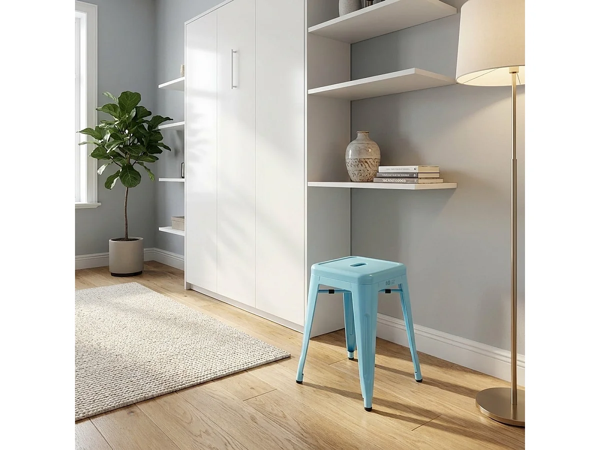 hoher stahl-industriehocker steel rocket für küchenbars - Hellblau