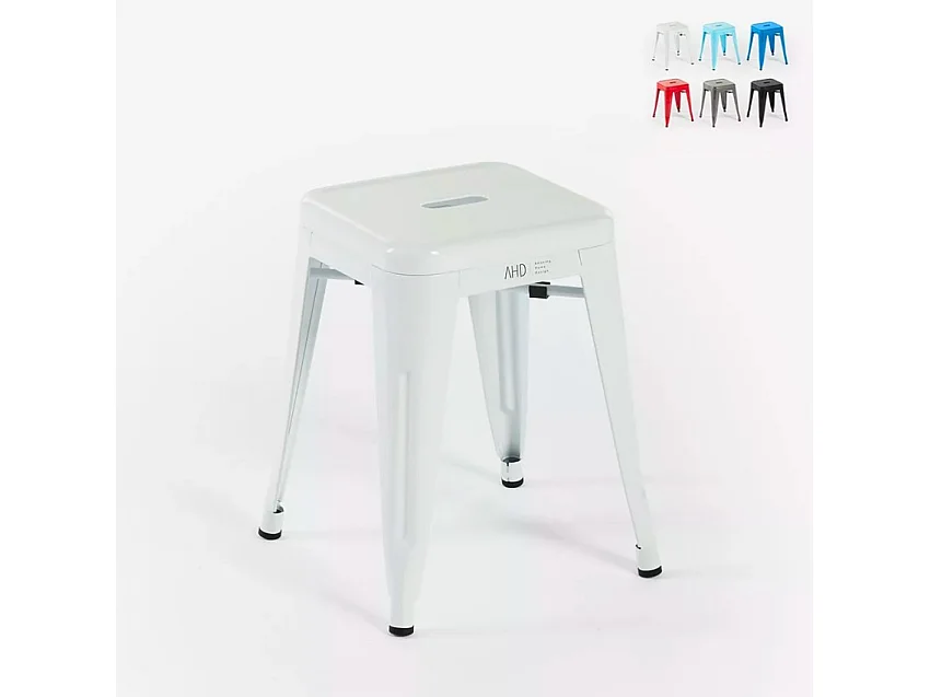 taburete de bar cocina metal estilo industrial steel rocket - Blanco