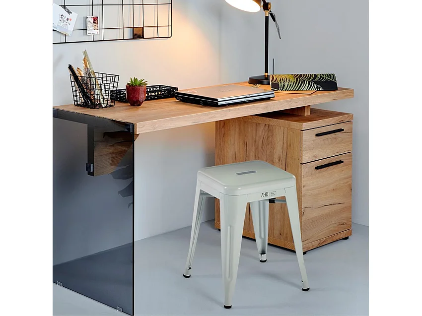 taburete de bar cocina metal estilo industrial steel rocket - Blanco