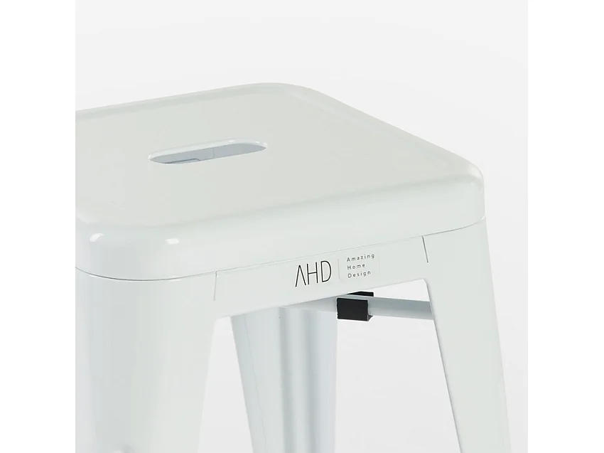 taburete de bar cocina metal estilo industrial steel rocket - Blanco