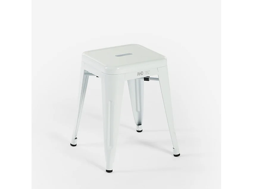 tabouret haut de bar cuisine industriel en acier métallique steel rocket. - Blanc
