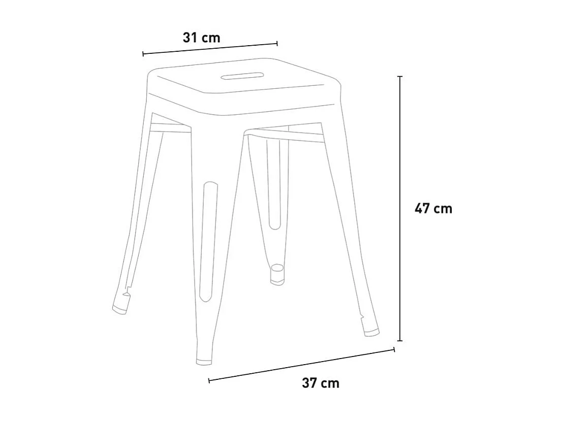 tabouret haut de bar cuisine industriel en acier métallique steel rocket. - Blanc