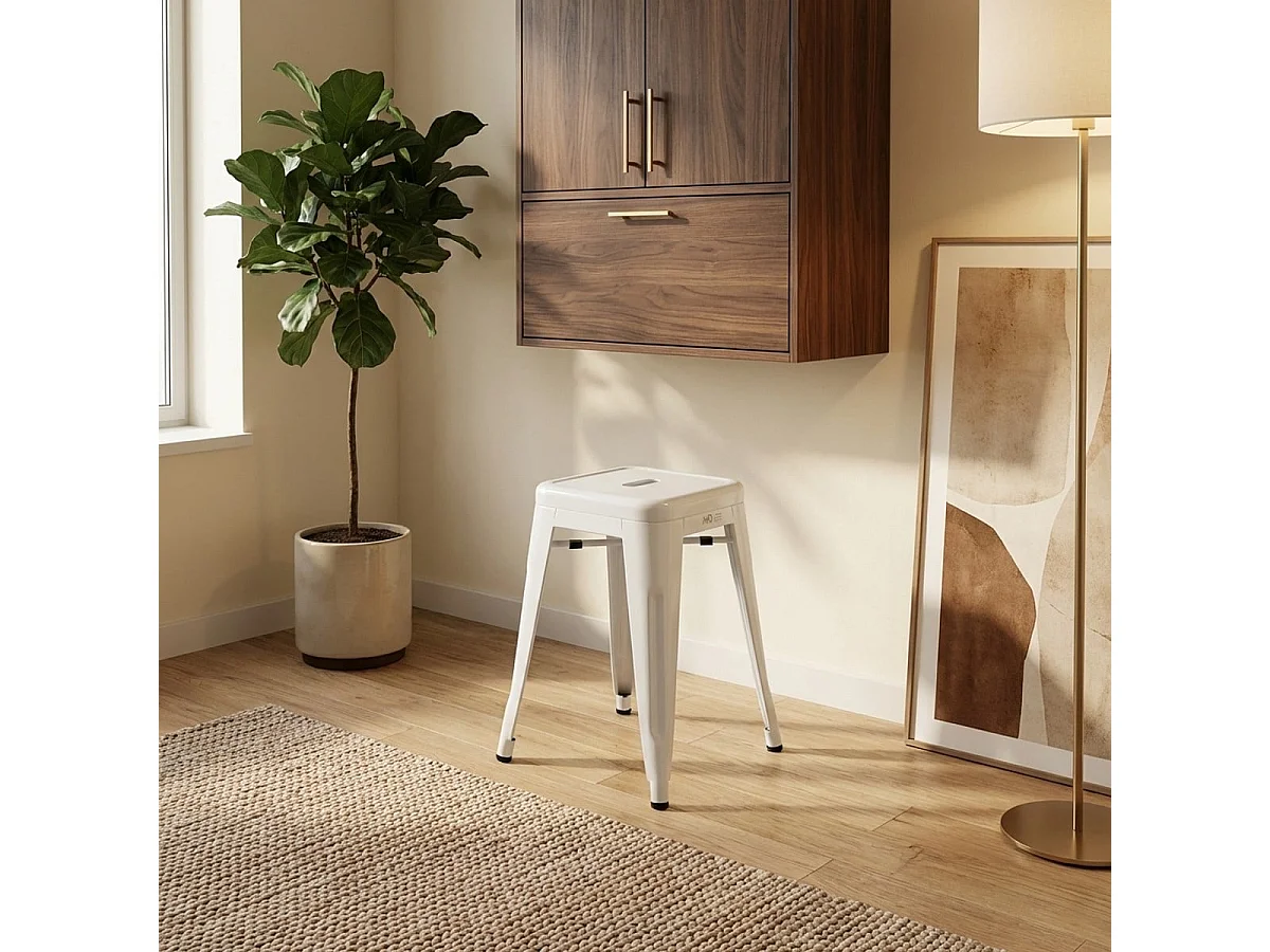 hoher stahl-industriehocker steel rocket für küchenbars - Weiß