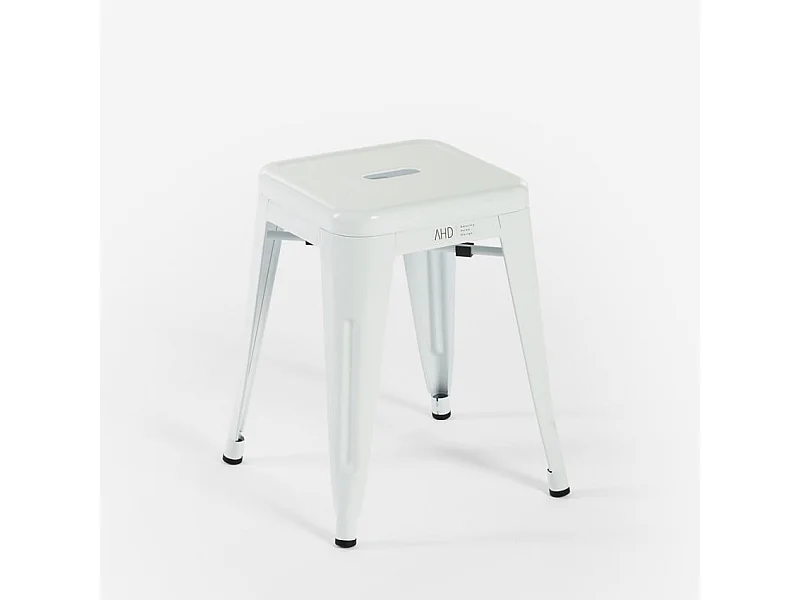 tabouret haut de bar cuisine industriel en acier métallique steel rocket. - Blanc