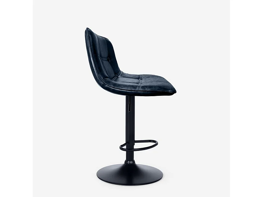 Taburete de barra para cocina y bar con altura ajustable giratorio del diseño industrial Ruka - Negro