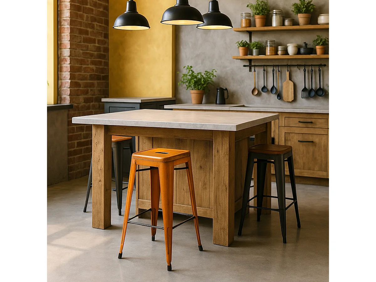 barhocker hocker aus metall im industriedesign 78cm steel stale - Orange