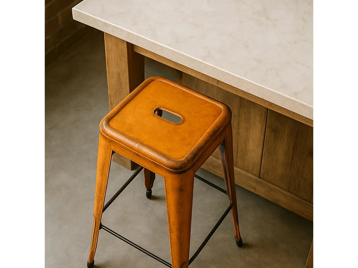 barhocker hocker aus metall im industriedesign 78cm steel stale - Orange