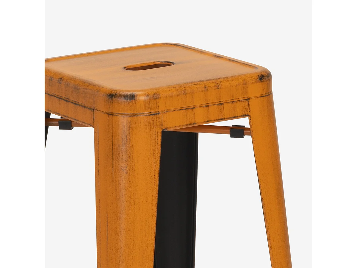barhocker hocker aus metall im industriedesign 78cm steel stale - Orange