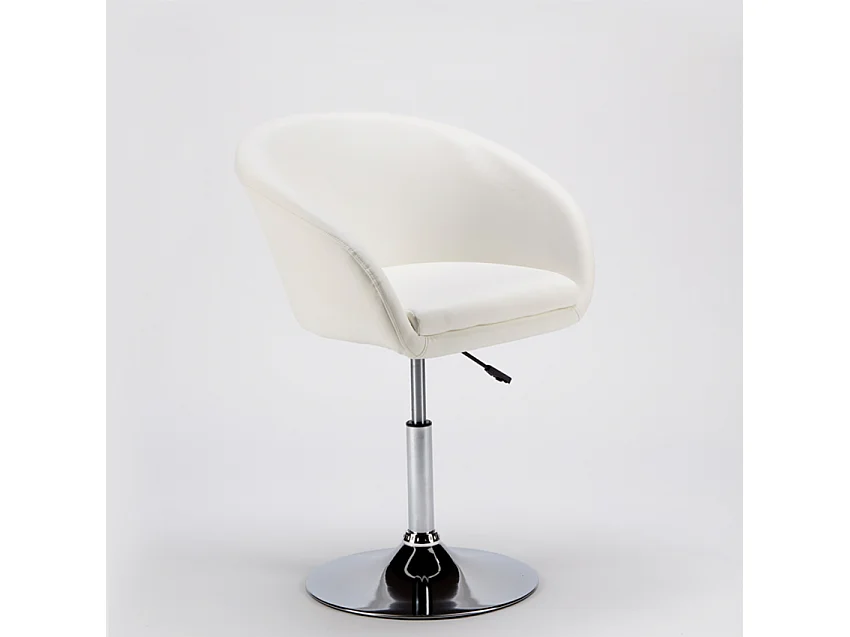 Sillón Taburete Giratorio Cuero Polipiel Diseño Moderno Austin - Blanco