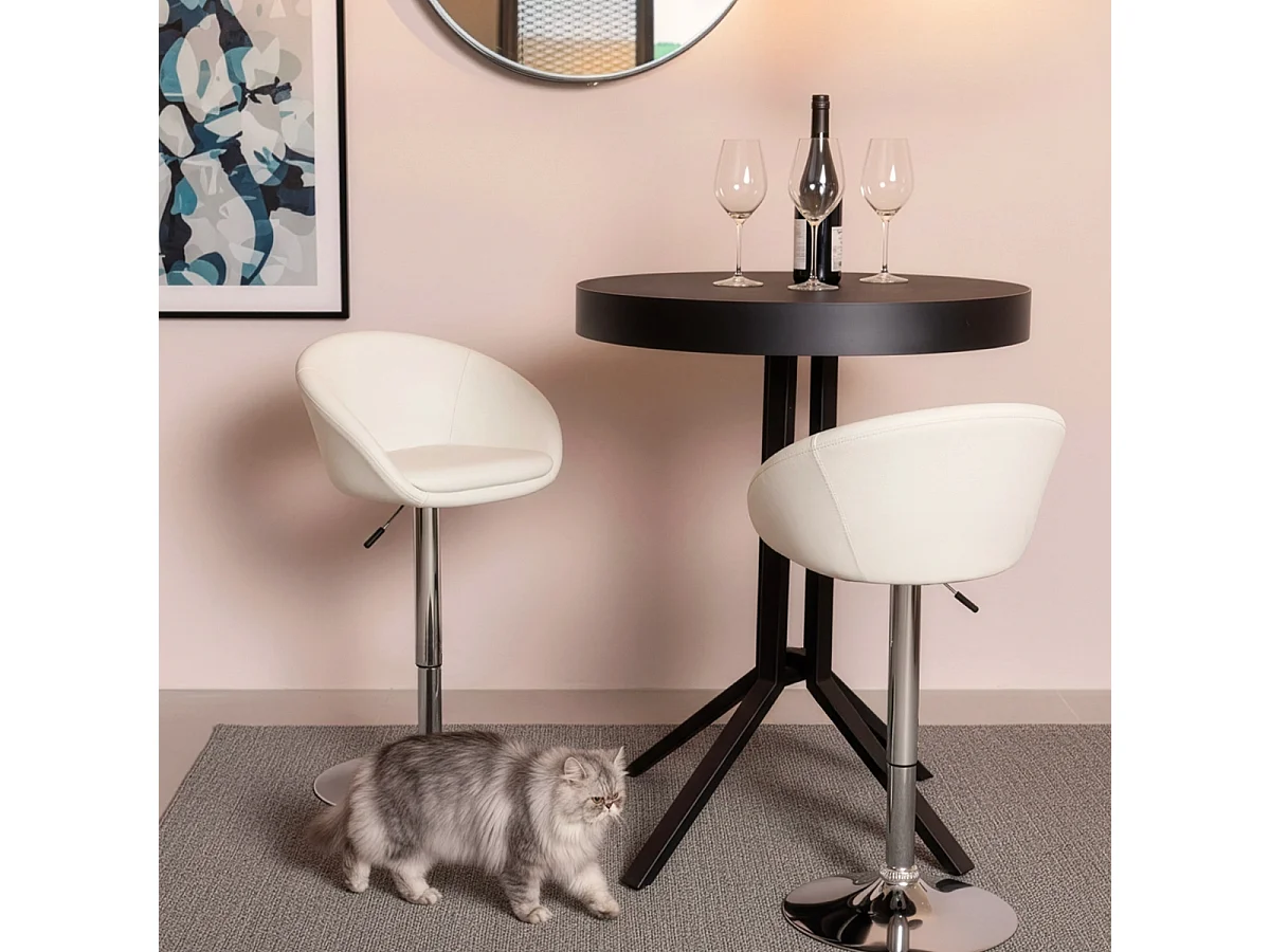 Sillón Taburete Giratorio Cuero Polipiel Diseño Moderno Austin - Blanco