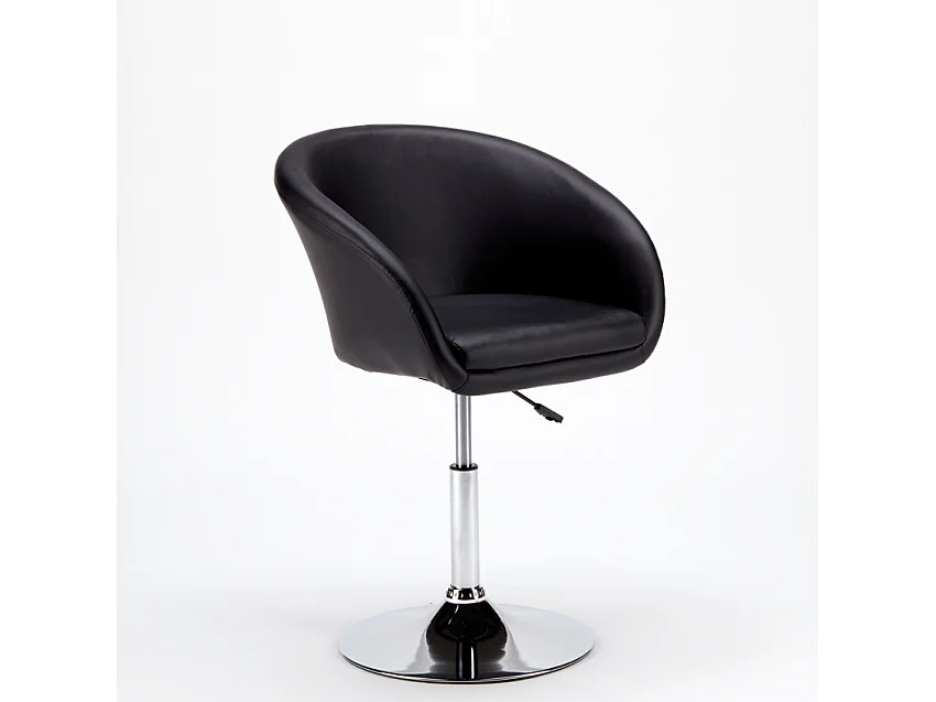 Sillón Taburete Giratorio Cuero Polipiel Diseño Moderno Austin - Negro