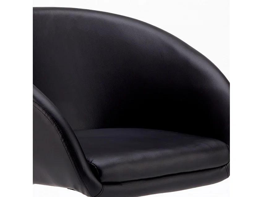 Sillón Taburete Giratorio Cuero Polipiel Diseño Moderno Austin - Negro