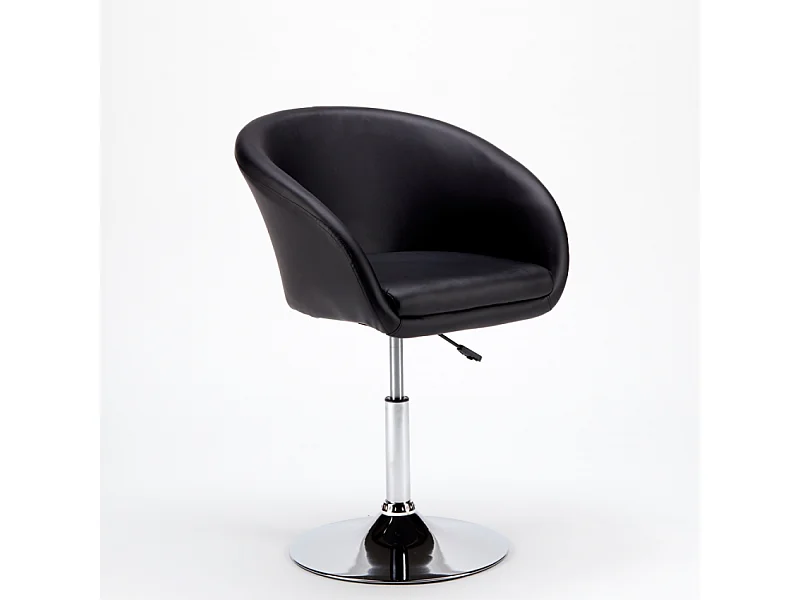 Sillón Taburete Giratorio Cuero Polipiel Diseño Moderno Austin - Negro