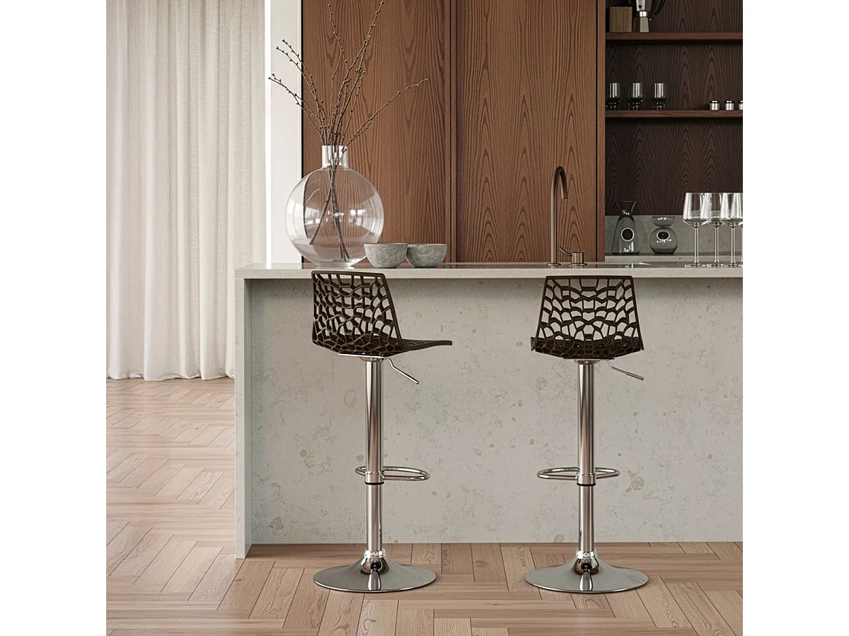 Barhocker mit Fußstütze Hoch Drehbar Höhenverstellbar für Küche Bar Grand Soleil Spider - Braun