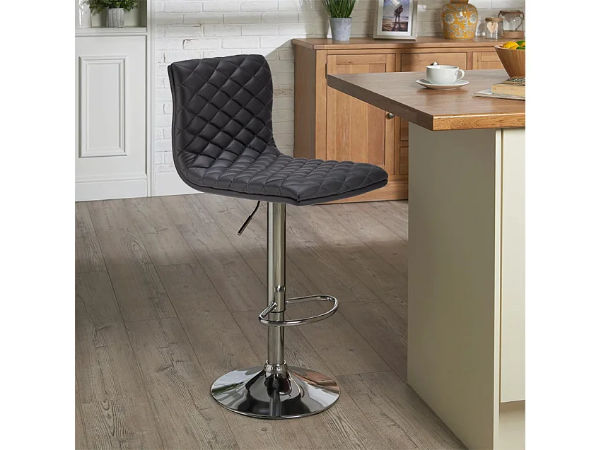 Denver Design Gesteppter Kunstlederhocker für Bar und Küche - Grau