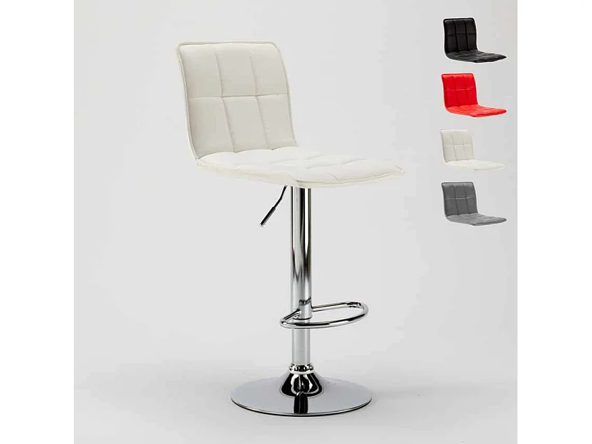 Taburete de cocina y bar moderno de cuero polipiel Phoenix - Blanco