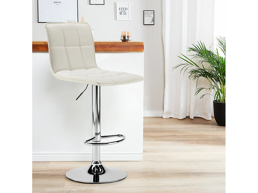 Taburete de cocina y bar moderno de cuero polipiel Phoenix - Blanco