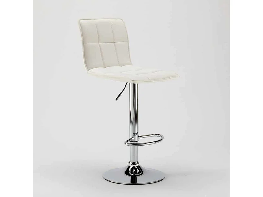 Taburete de cocina y bar moderno de cuero polipiel Phoenix - Blanco