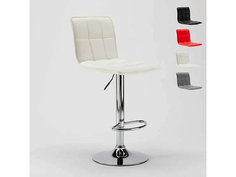 Taburete de cocina y bar moderno de cuero polipiel Phoenix - Blanco