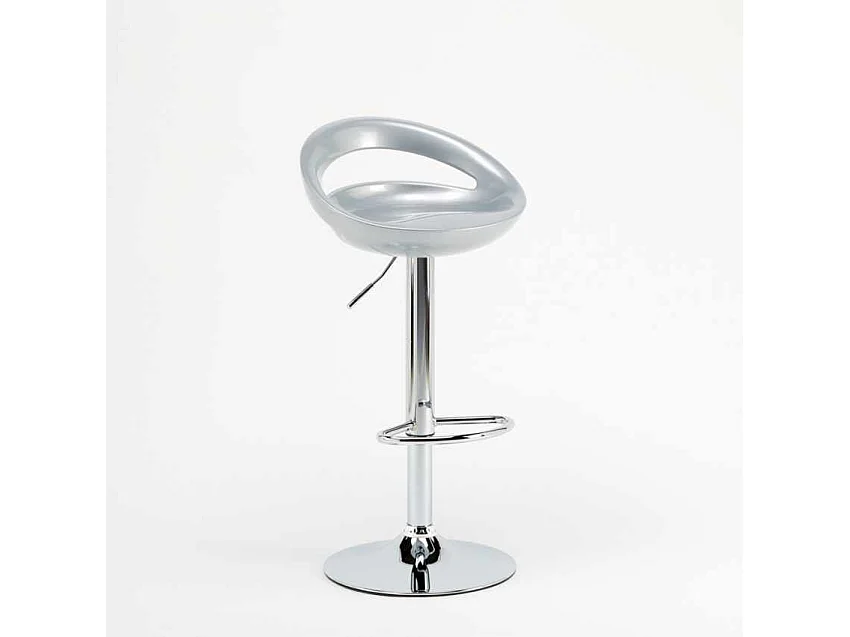 Taburete de bar para cocina alto giratorio fijo ajustable y con reposapiés modelo Hollywood - Gris