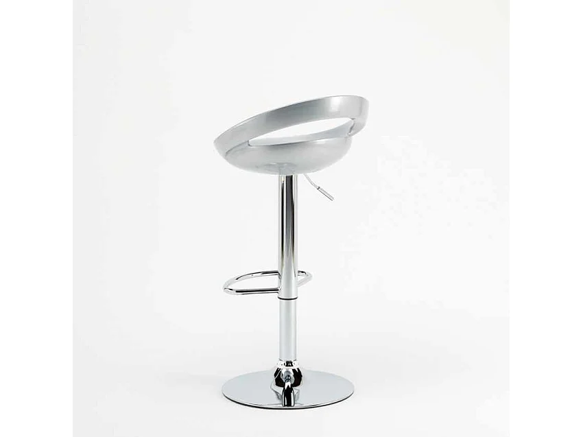 Taburete de bar para cocina alto giratorio fijo ajustable y con reposapiés modelo Hollywood - Gris