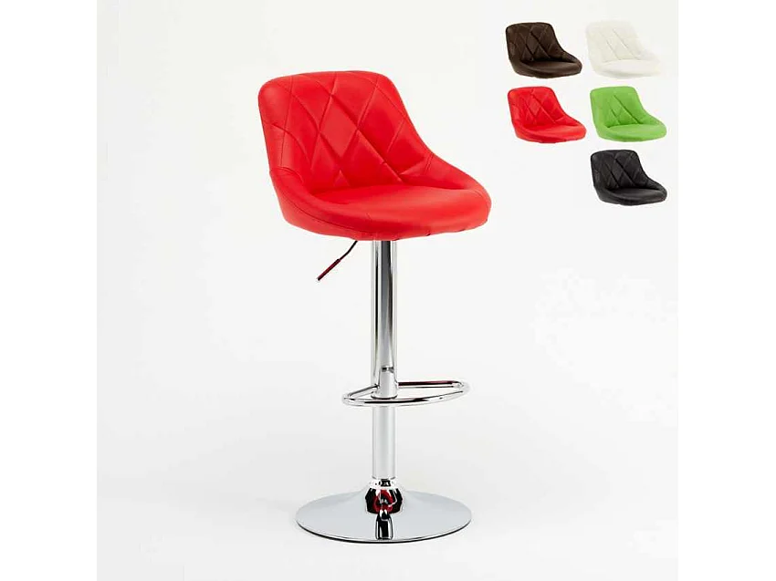 Taburete de bar cocina alto fijo giratorio ajustable respaldo Philadelphia - Rojo
